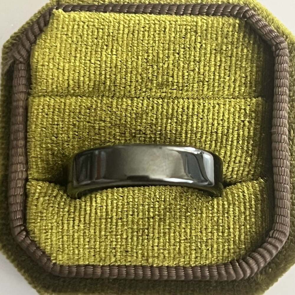 Hematite Ring Dark Gray High Shine 6mm Band Ring Size 10